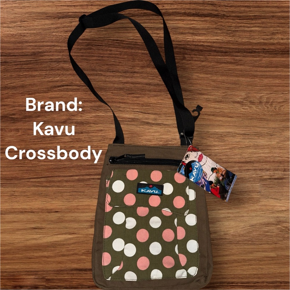 Kavu Brown Crossbody Bag with Pink Lining